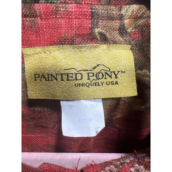Vintage Painted Pony Jacket Tapestry Birds Floral 3 Button Cotton Womens Size M - Picture 8 of 10